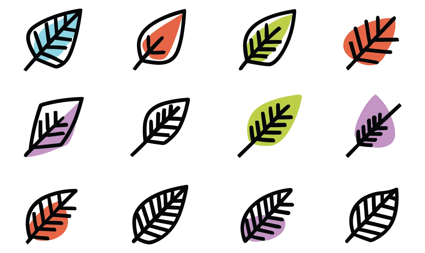 Leaves customizable icon set design #34774