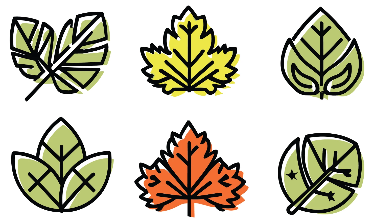 Leaves customizable icon set design #34777