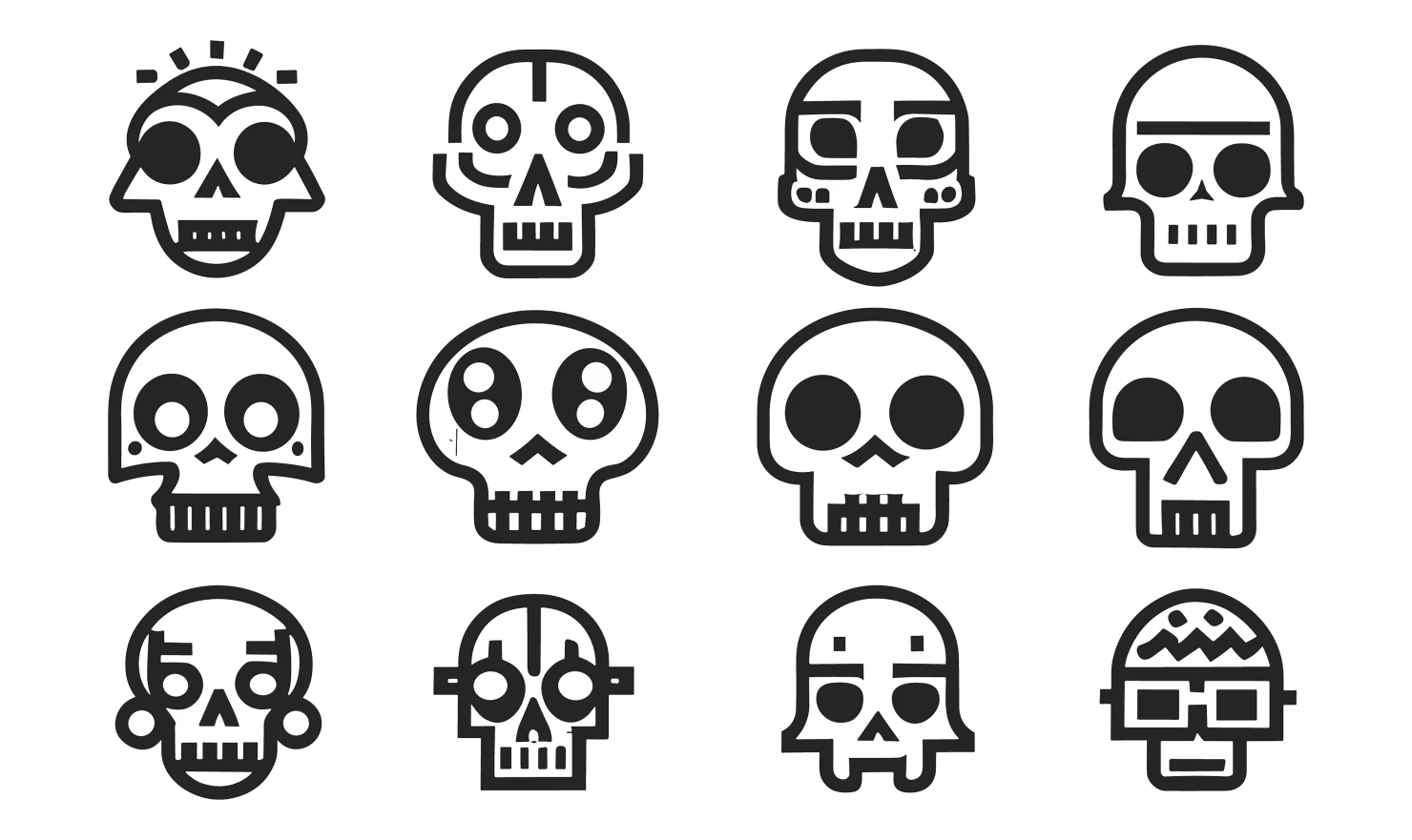 Skulls customizable icon set design #34783