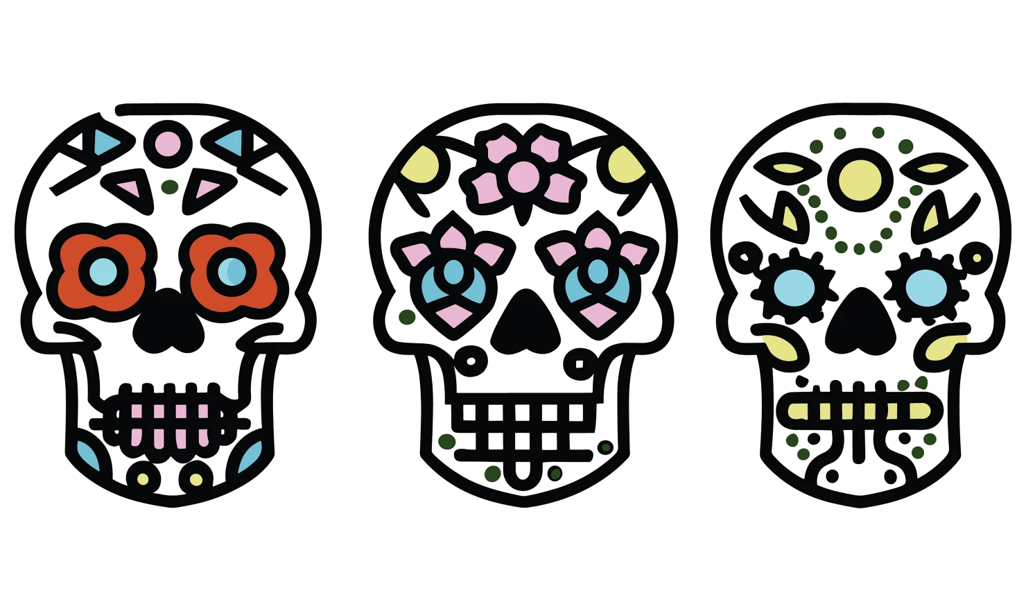 Skulls customizable icon set design #34787