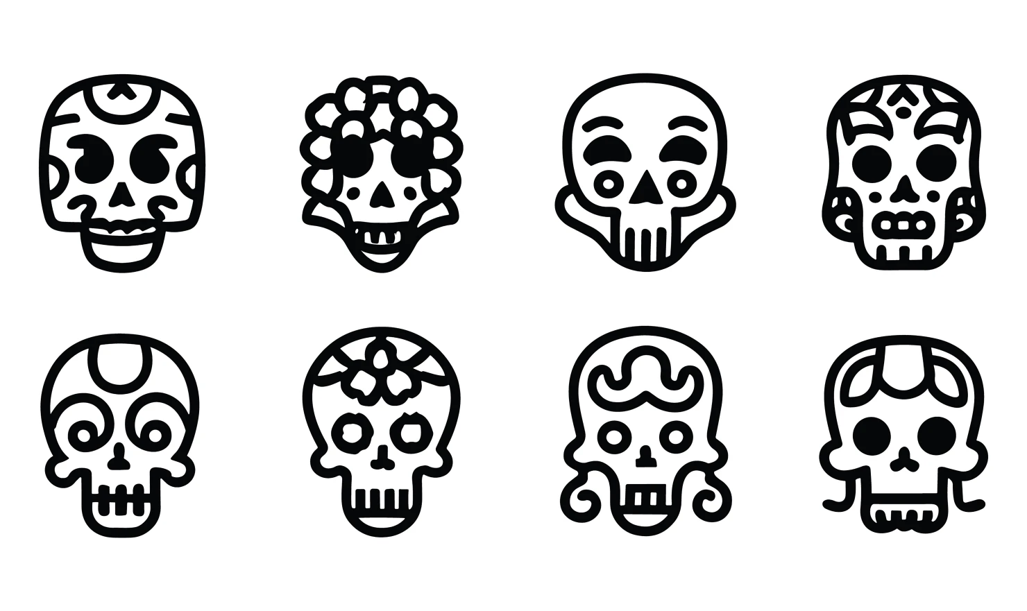 Skulls customizable icon set design #34790