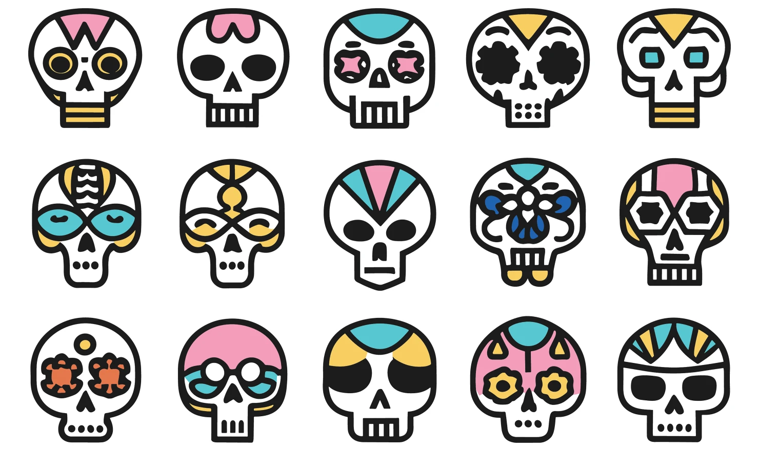 Skulls customizable icon set design #34791