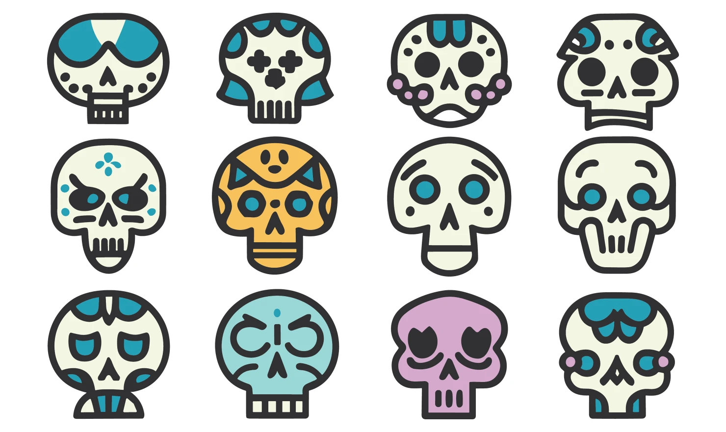 Skulls customizable icon set design #34792