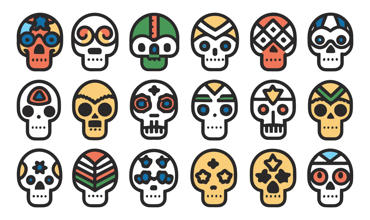 Skulls customizable icon set design #34794