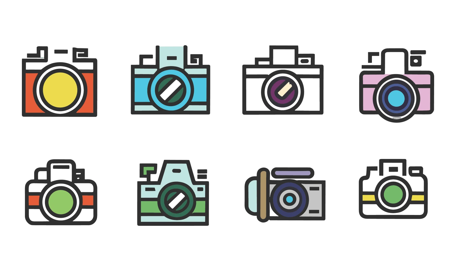 Camera customizable icon set design #34816