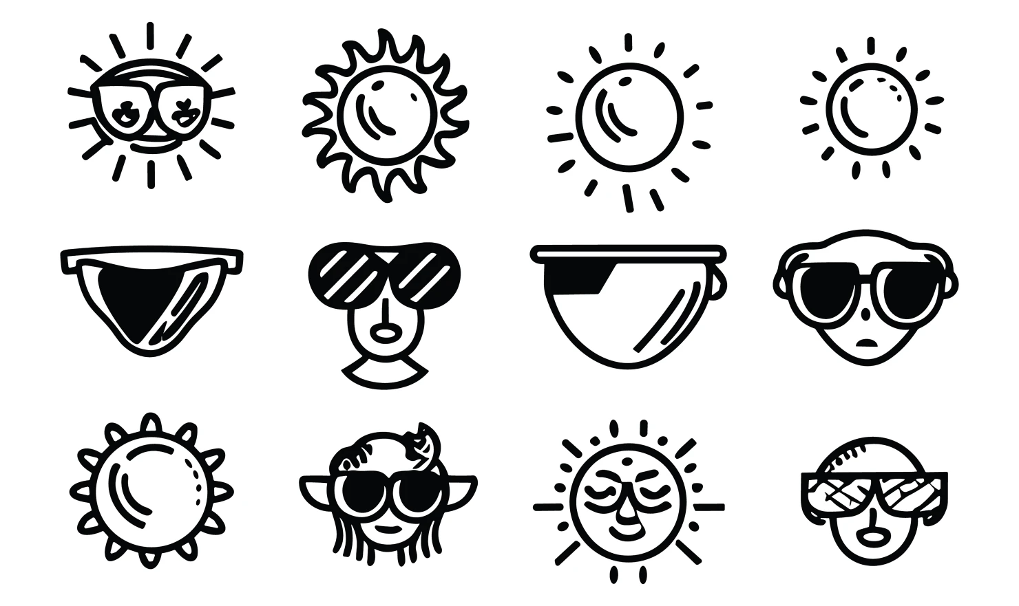 Sunglasses customizable icon set design #34917