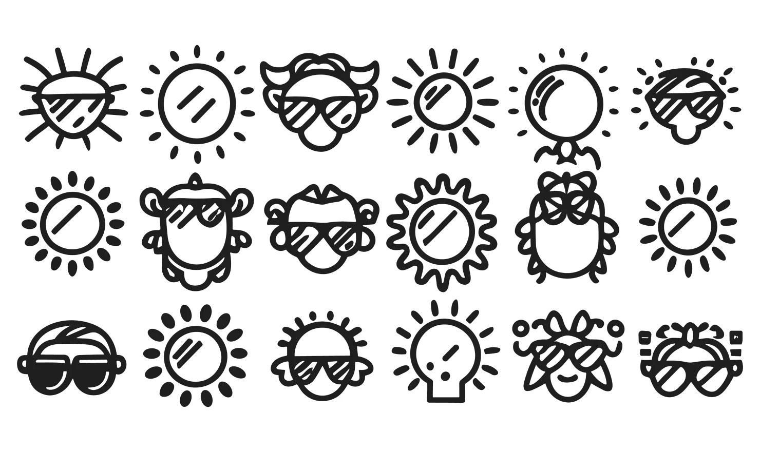 Sunglasses customizable icon set design #34928