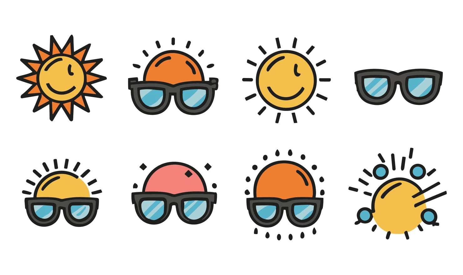 Sunglasses customizable icon set design #34932