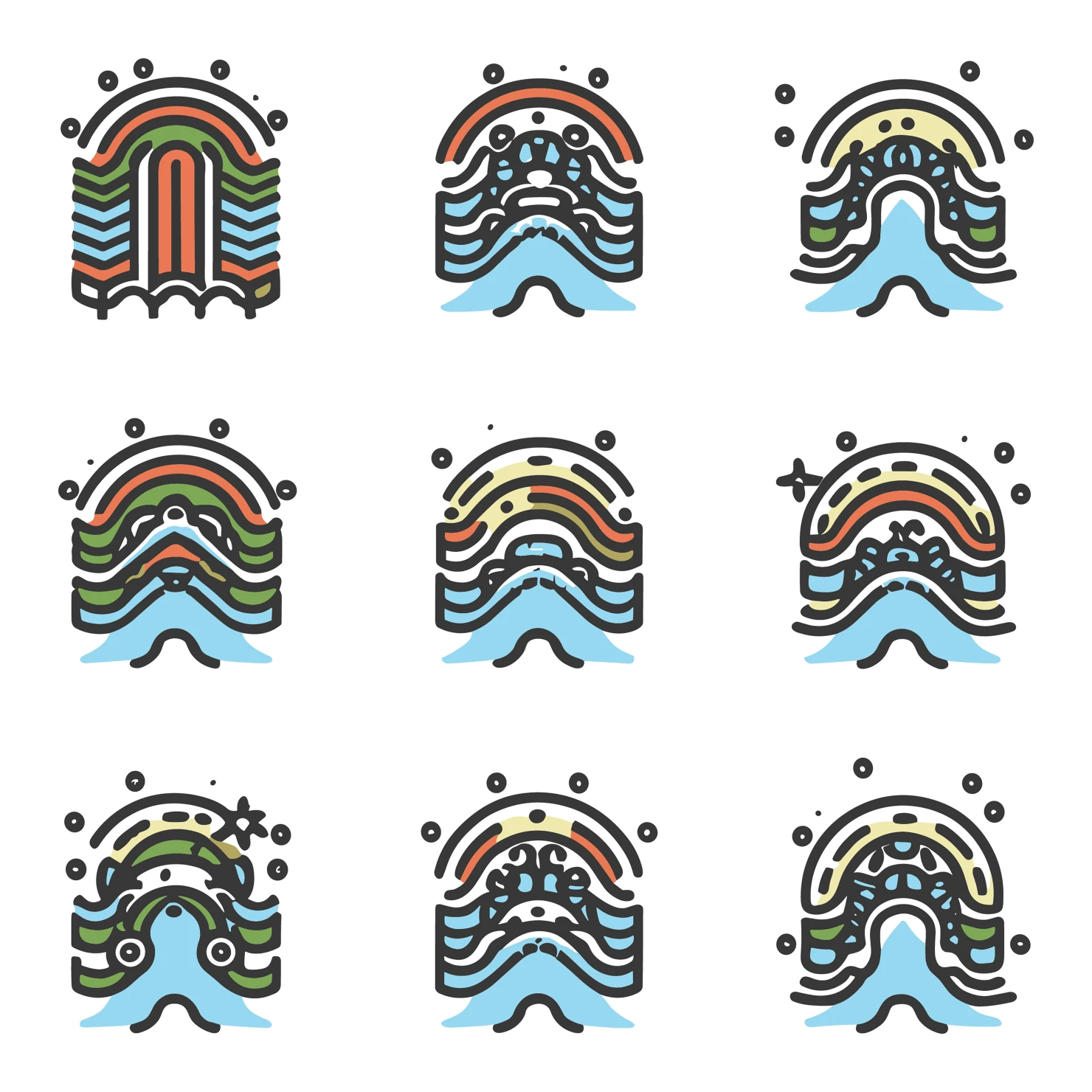 Ocean waves customizable icon set design #34955