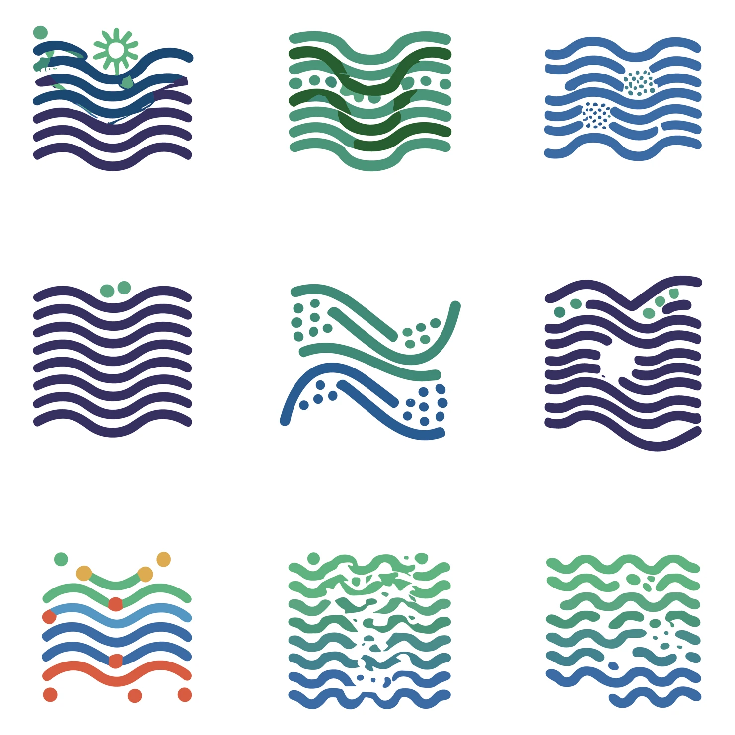 Ocean waves customizable icon set design #34957