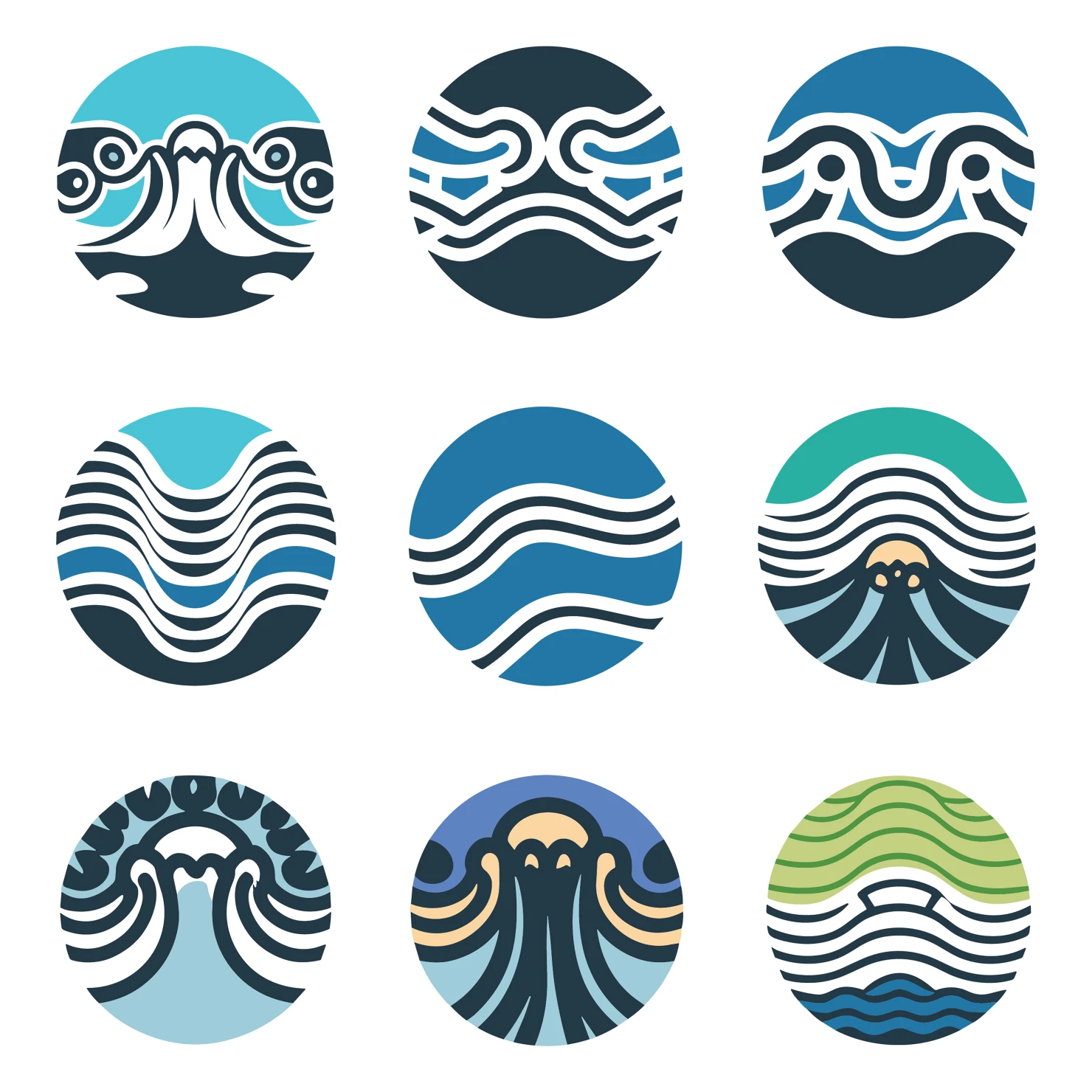 Ocean waves customizable icon set design #34959