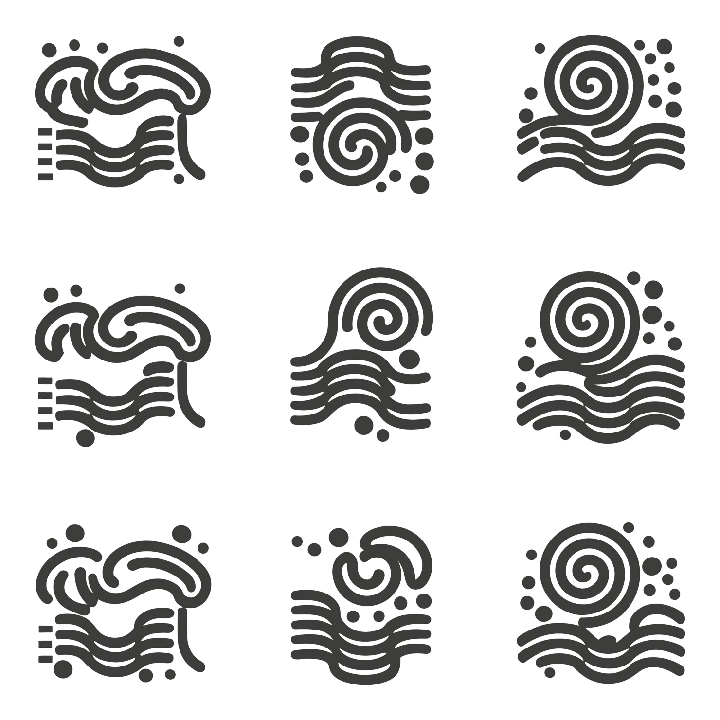 Ocean waves customizable icon set design #34963