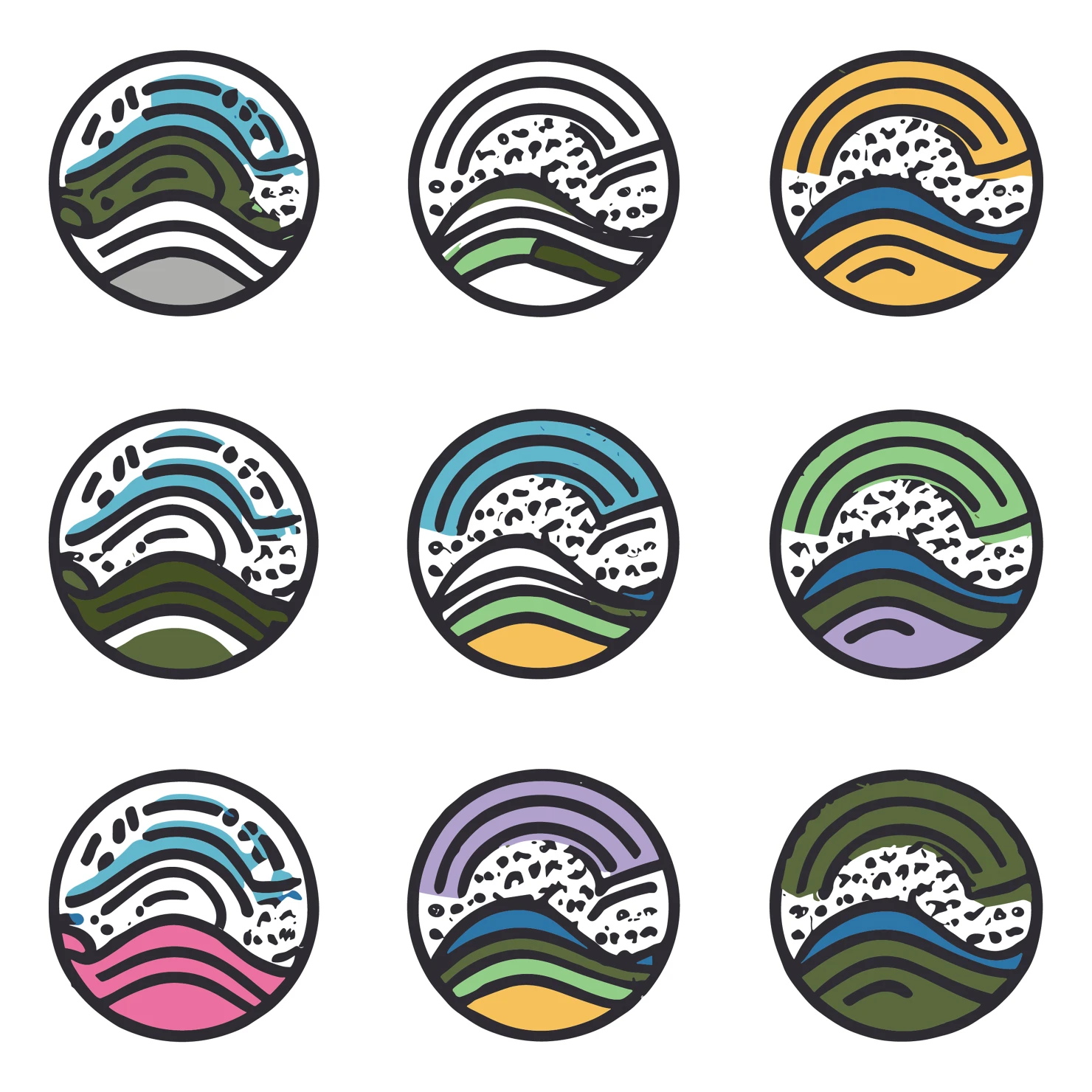 Ocean waves customizable icon set design #34970