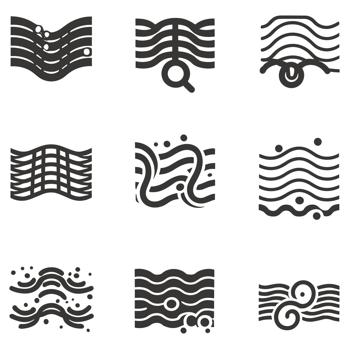 Ocean waves customizable icon set design #34971