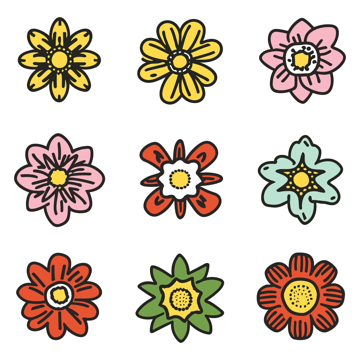 Flowers customizable clip art set design #34989