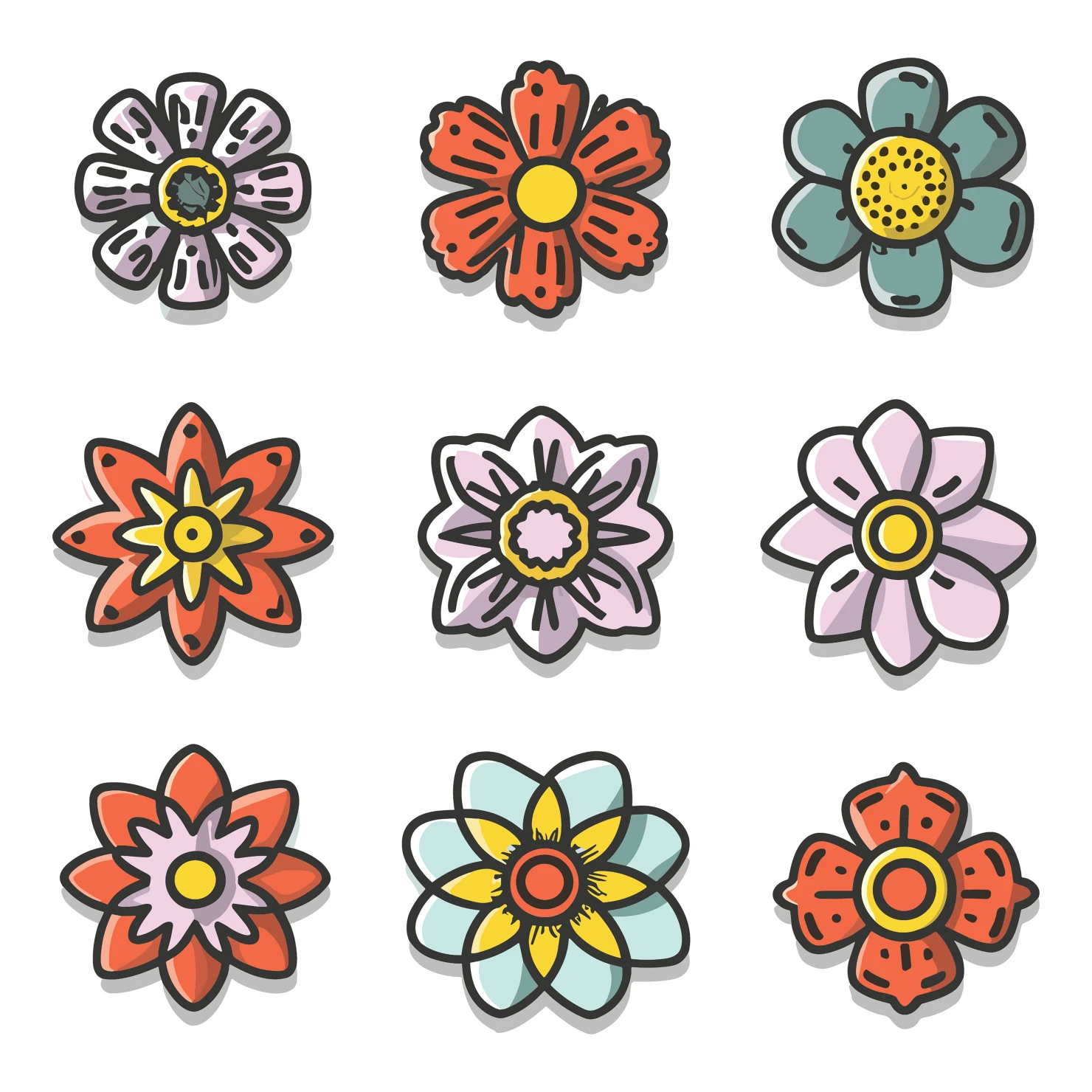 Flowers customizable clip art set design #34990