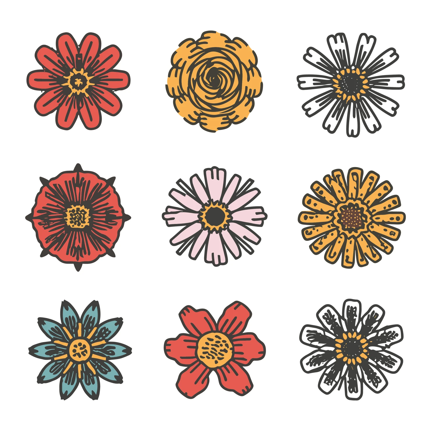 Flowers customizable clip art set design #34991