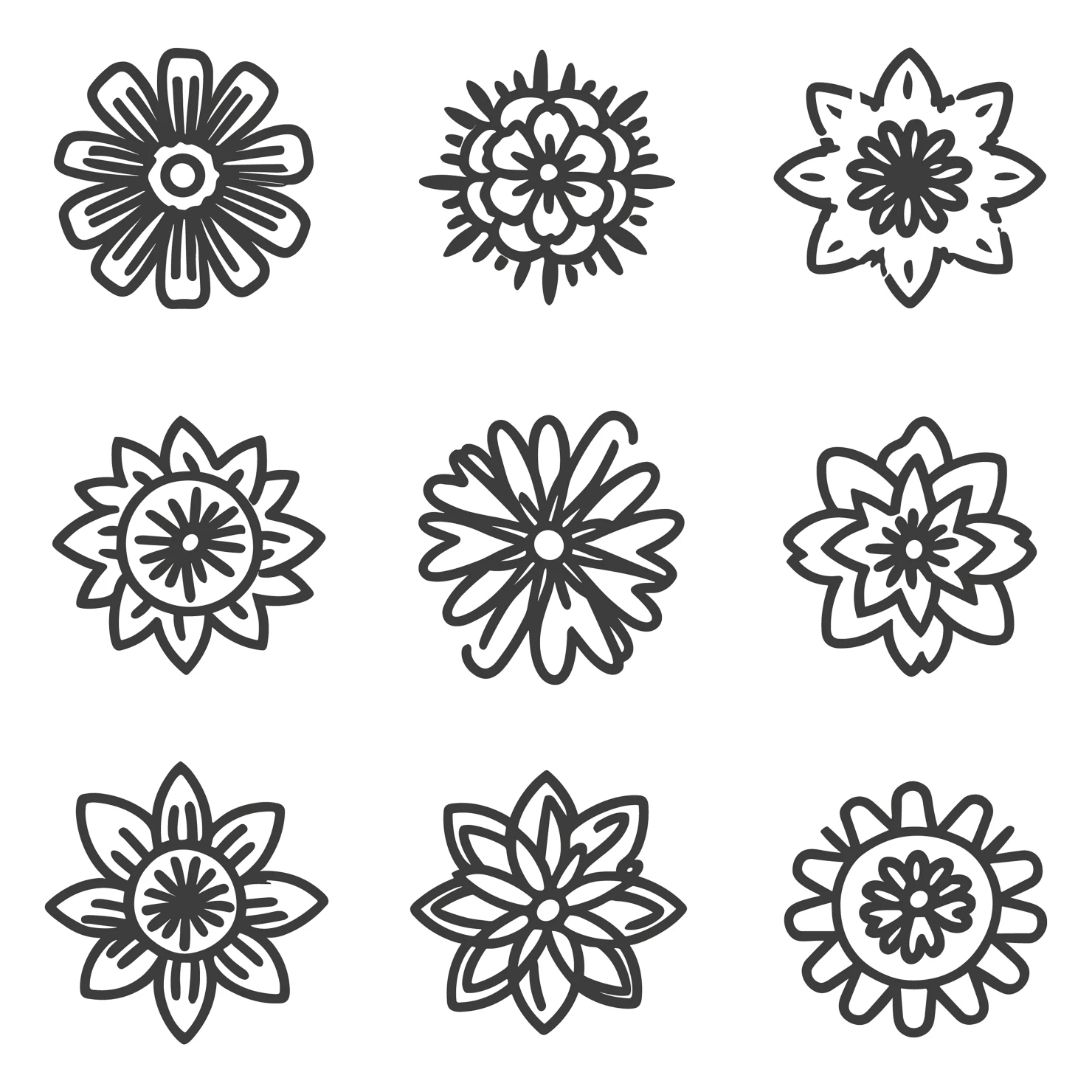 Flowers customizable clip art set design #34992