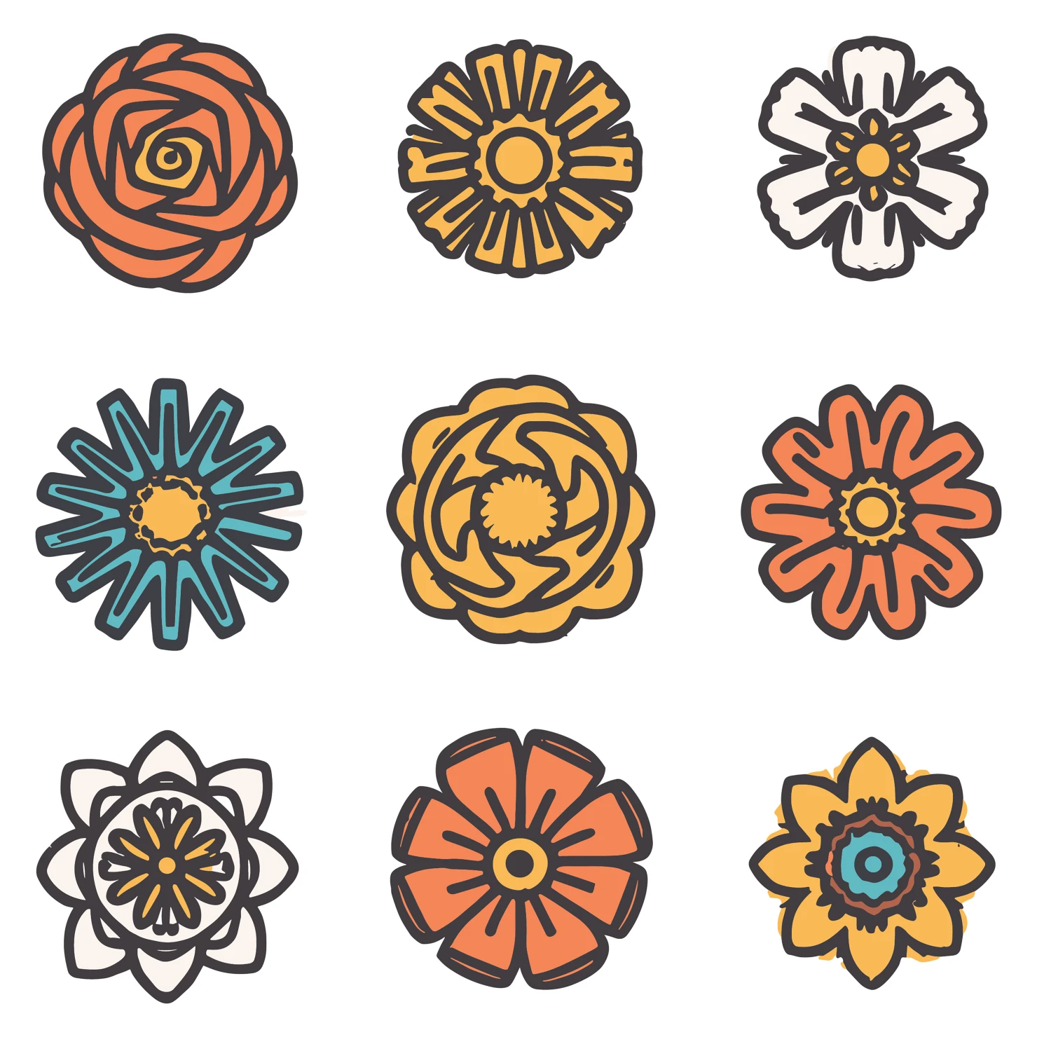 Flowers customizable clip art set design #34993