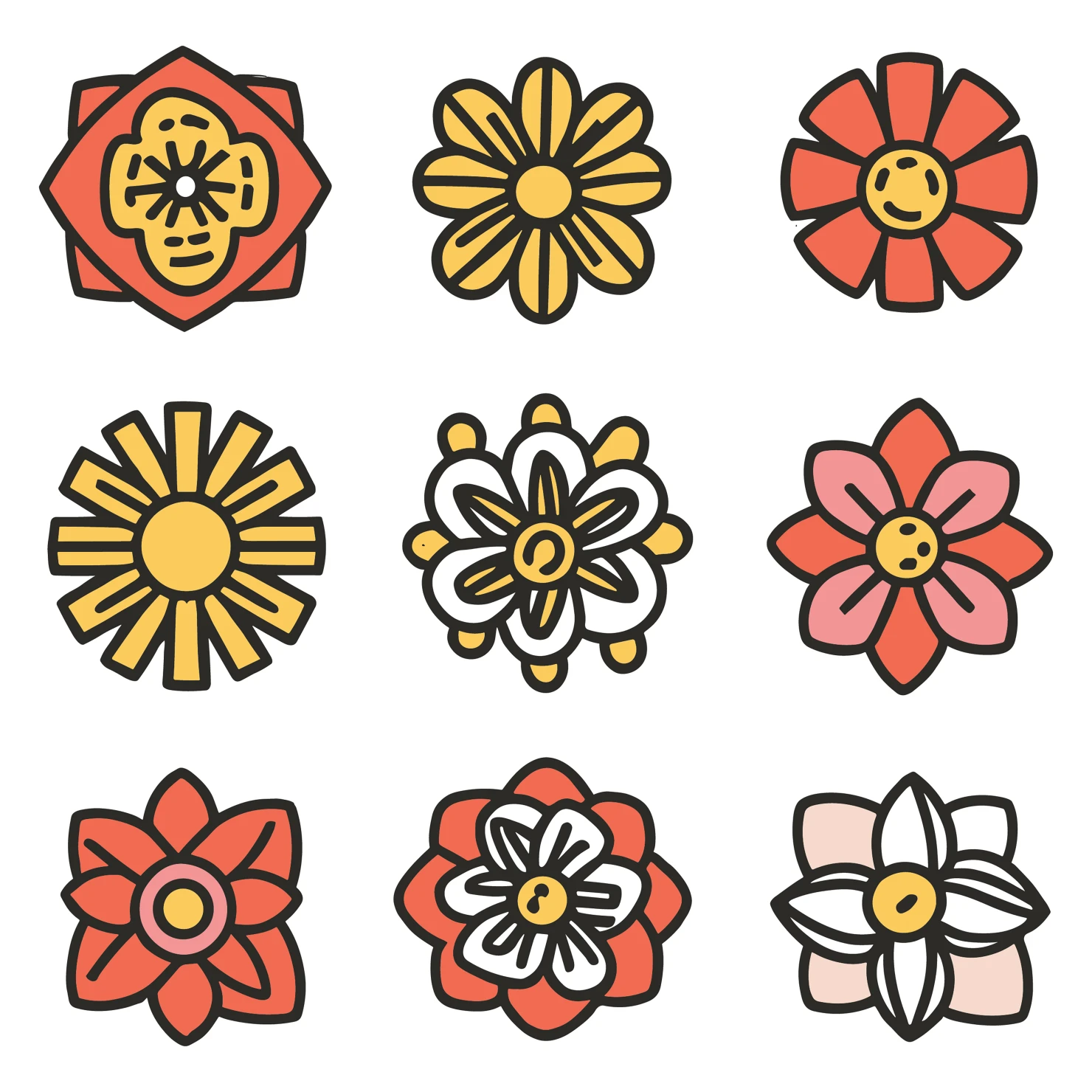 Flowers customizable clip art set design #34995