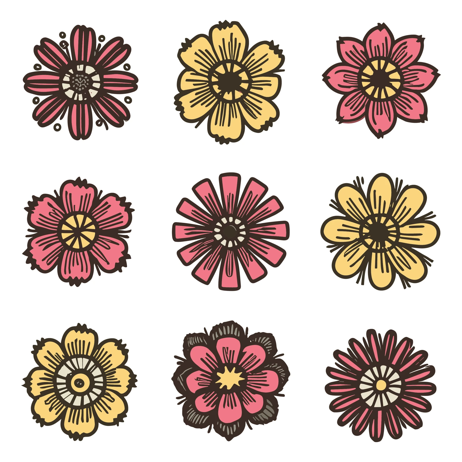 Flowers customizable clip art set design #34996