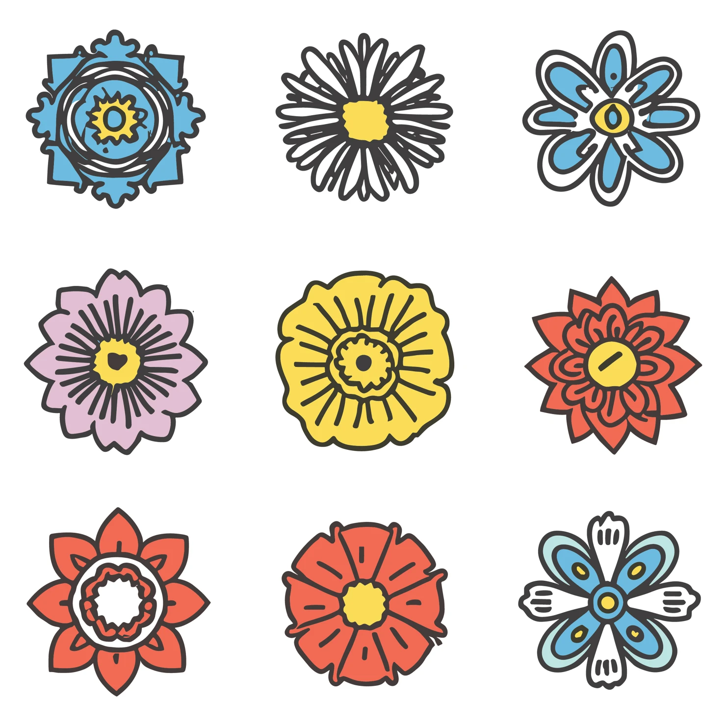 Flowers customizable clip art set design #34997