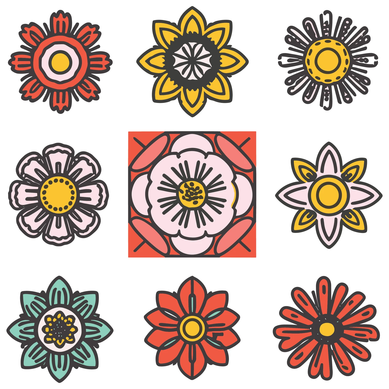 Flowers customizable clip art set design #34999