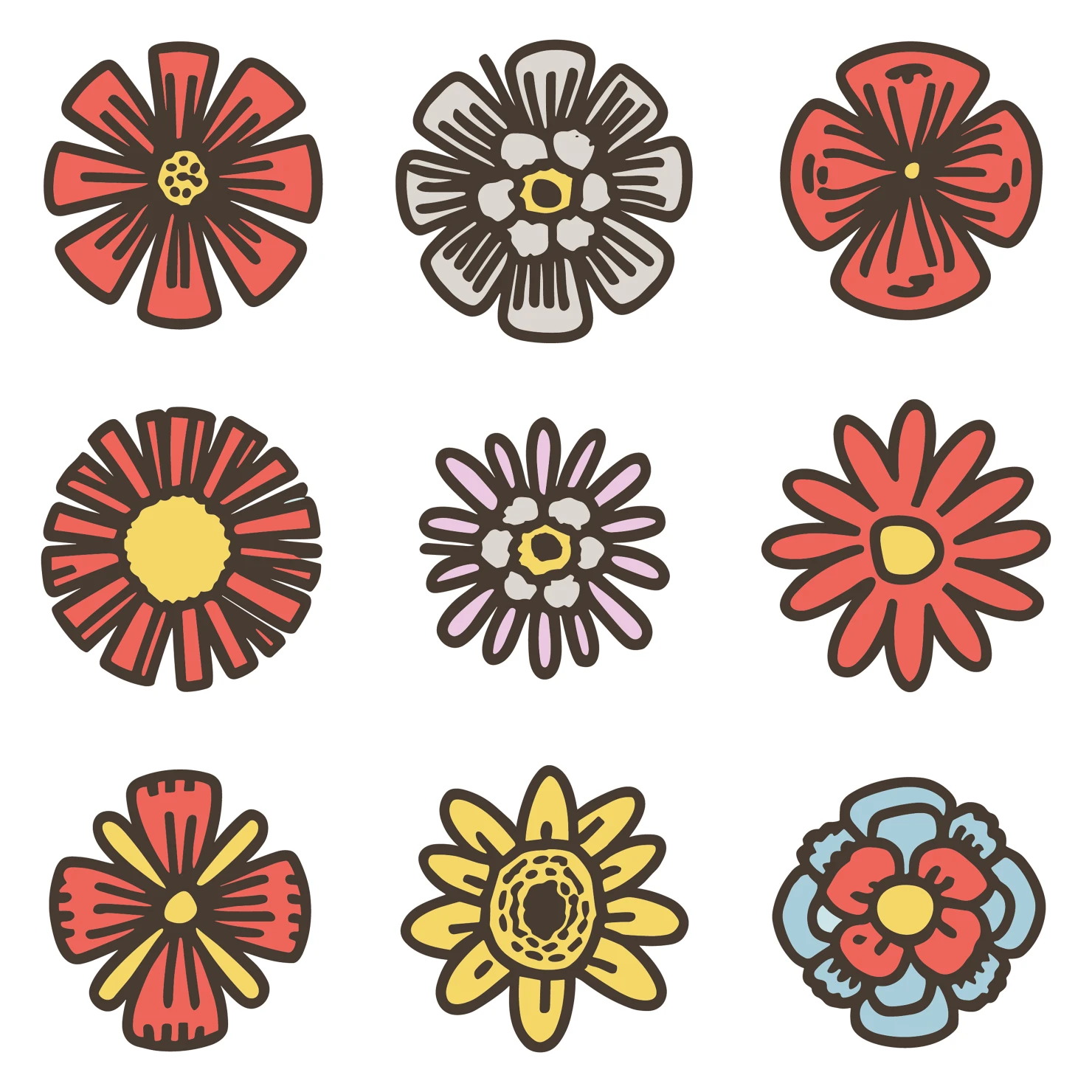 Flowers customizable clip art set design #35000