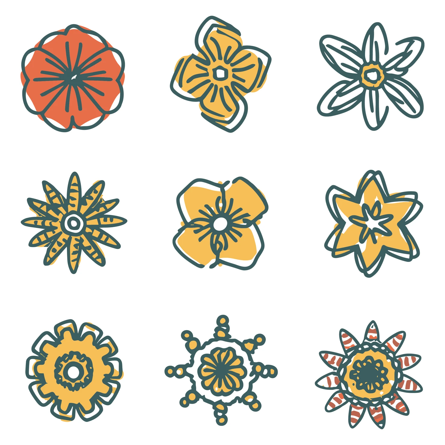 Flowers customizable clip art set design #35001