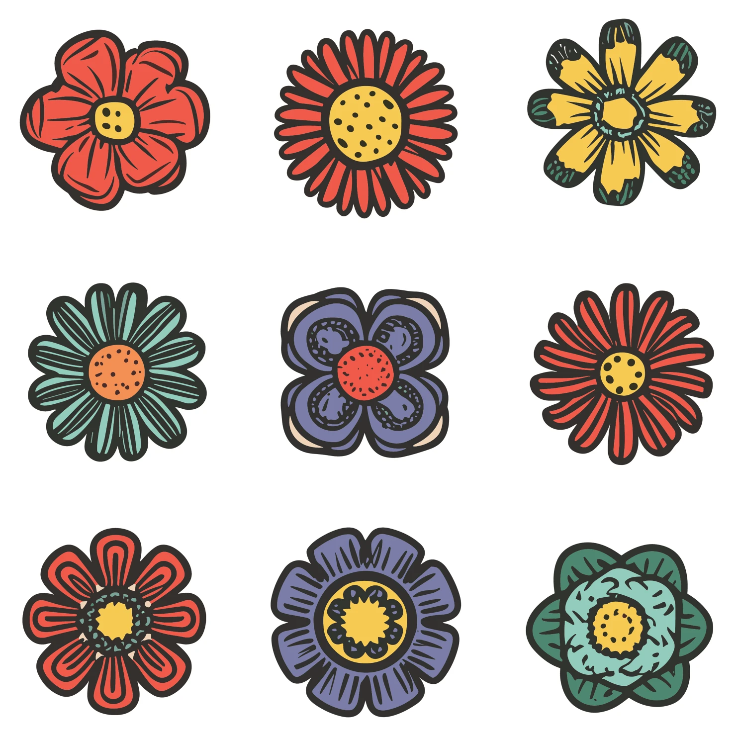Flowers customizable clip art set design #35003
