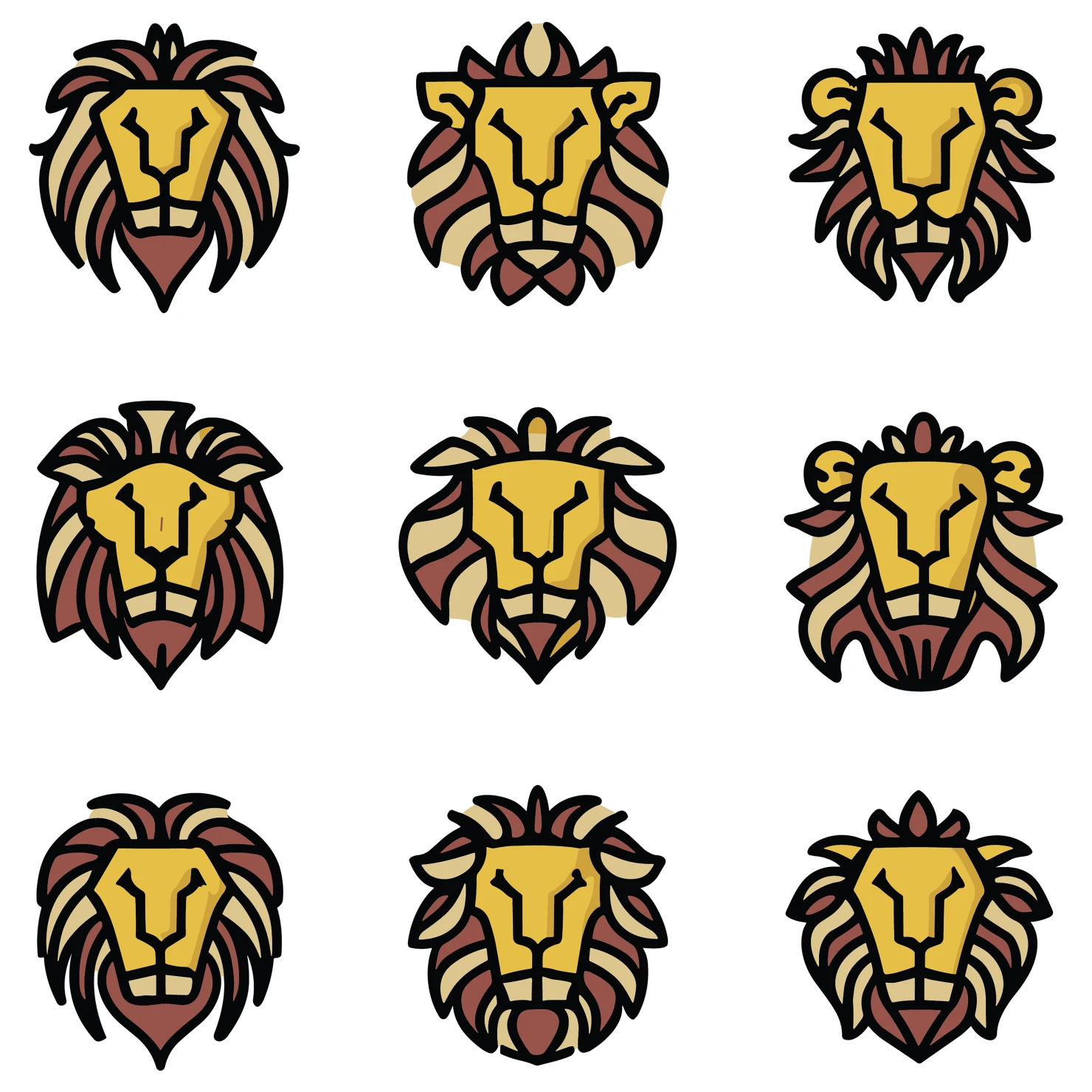 Lions customizable icon set design #35014