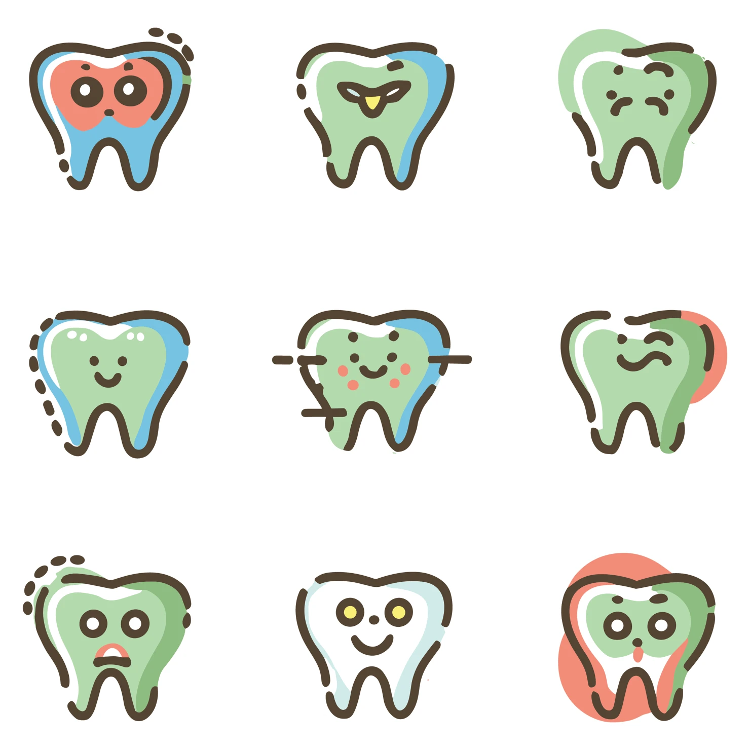 Teeth customizable icon set design #35040