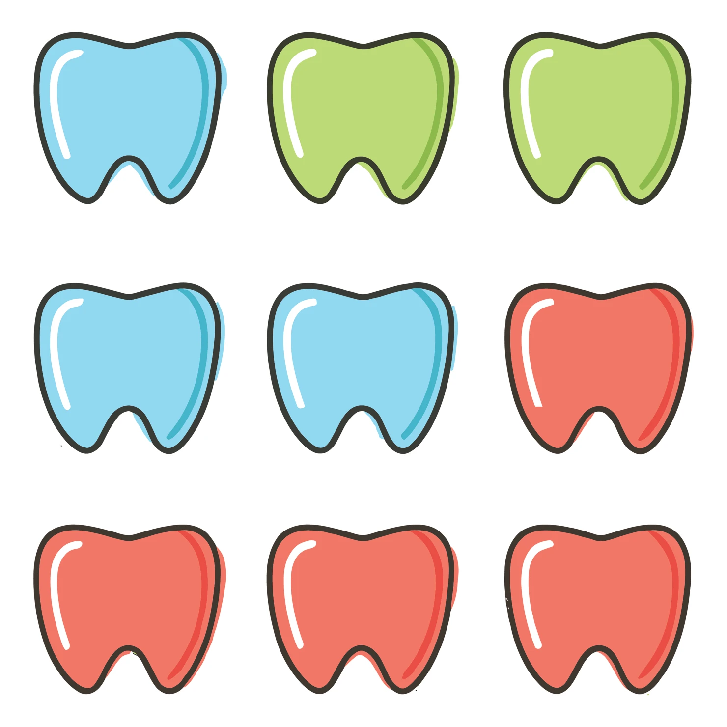 Teeth customizable icon set design #35043