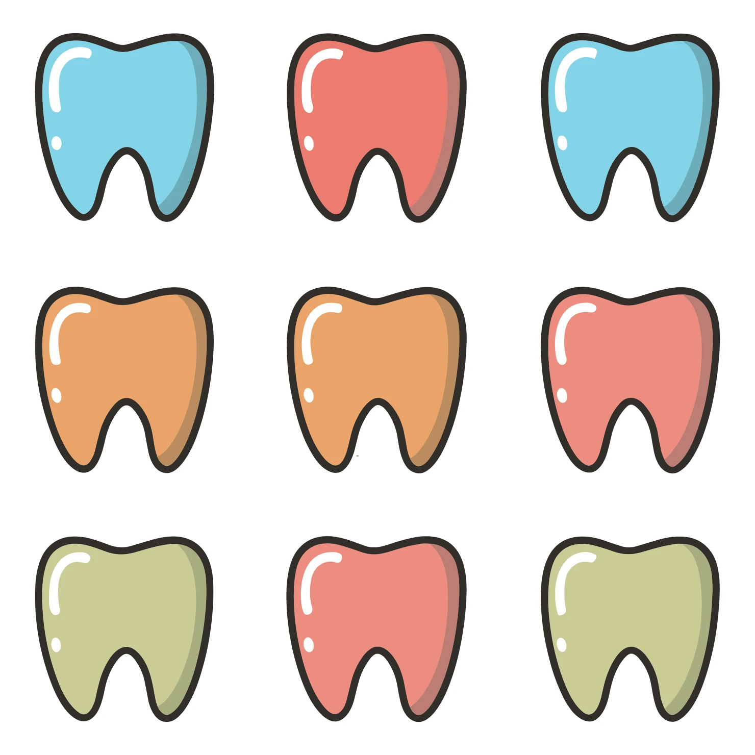 Teeth customizable icon set design #35051