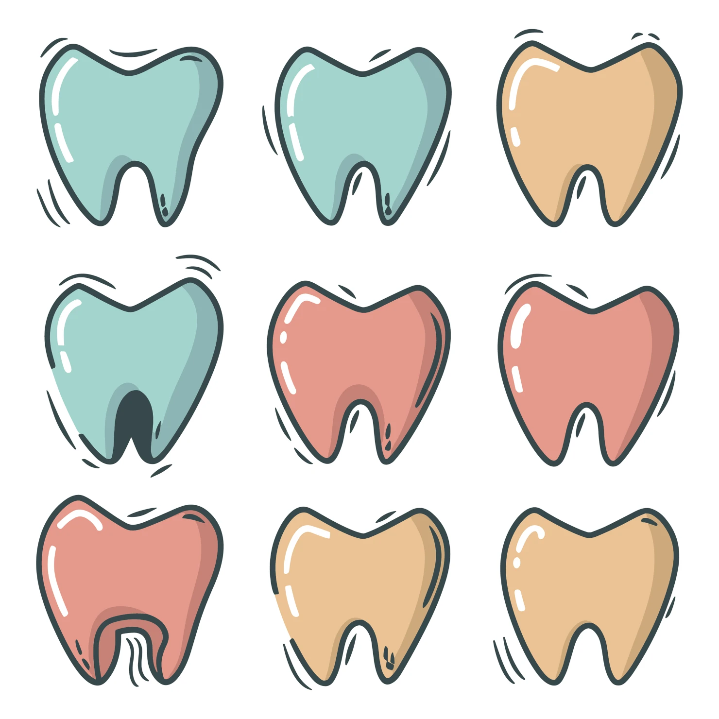 Teeth customizable icon set design #35059