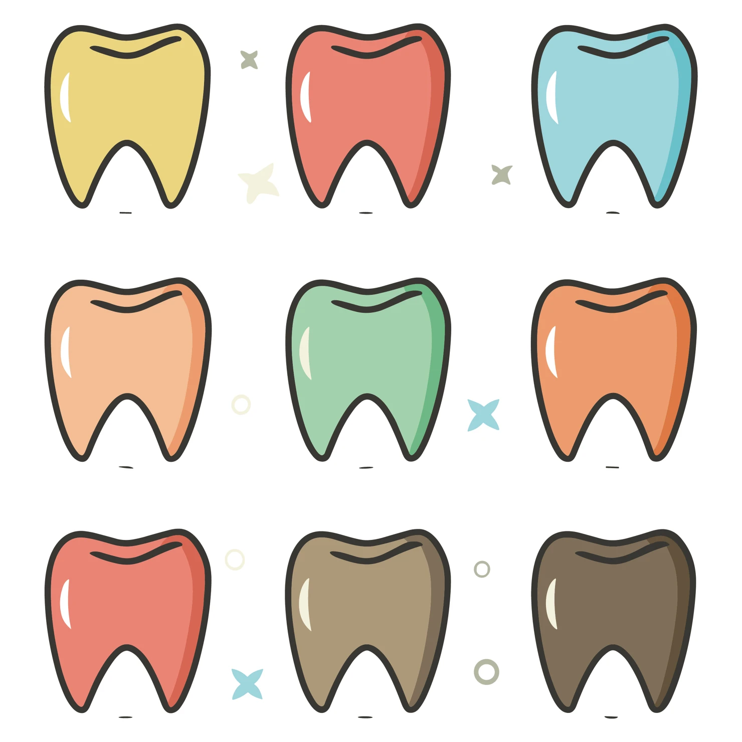 Teeth customizable icon set design #35062