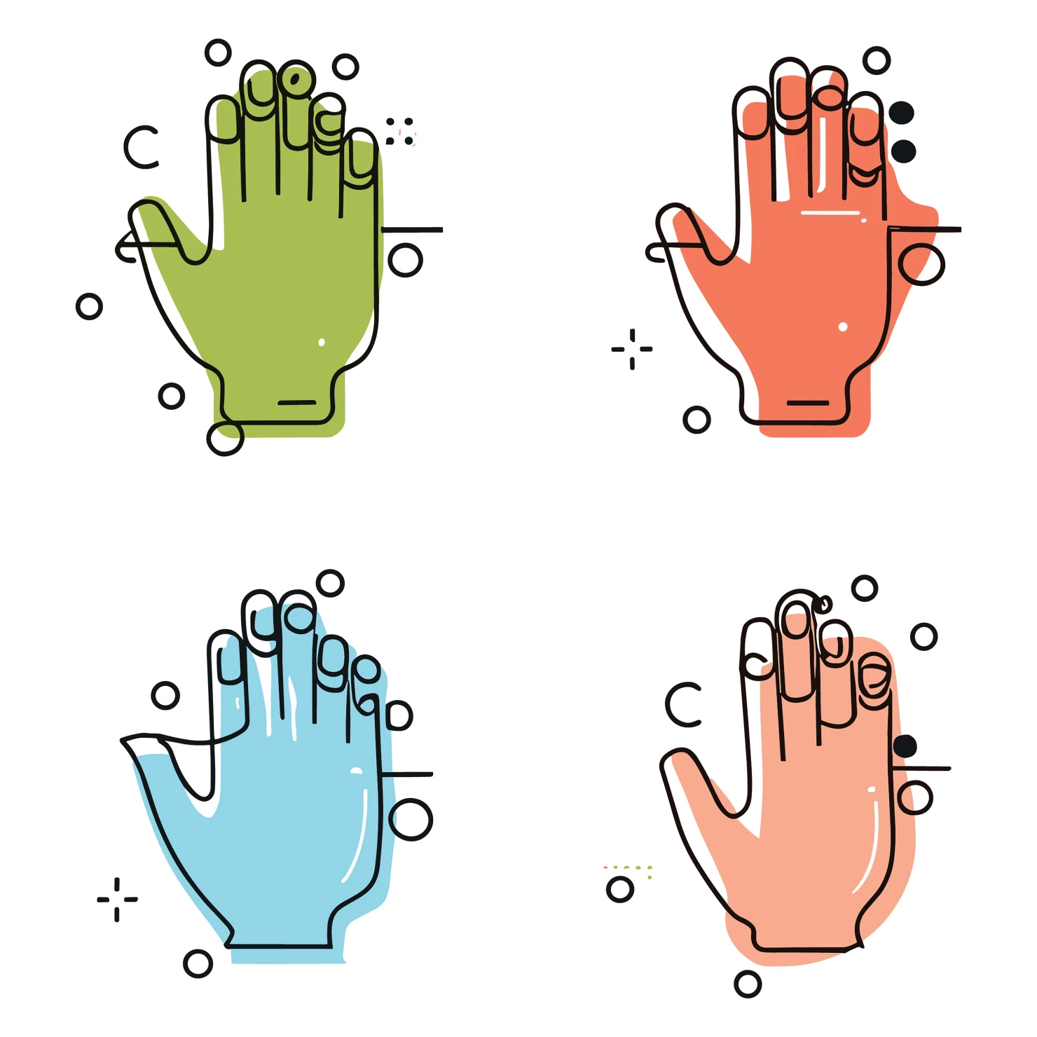 Hands customizable icon set design #35069