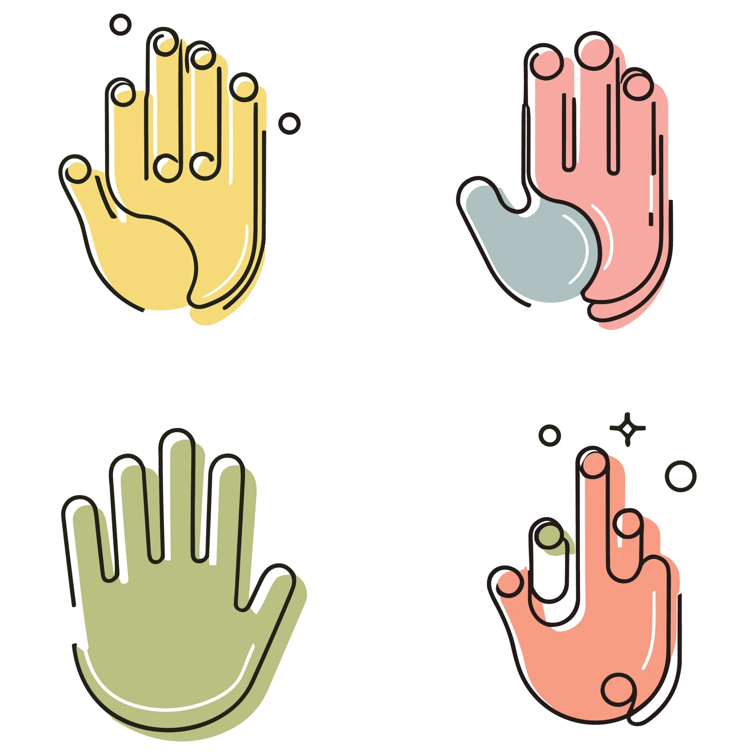 Hands customizable icon set design #35070