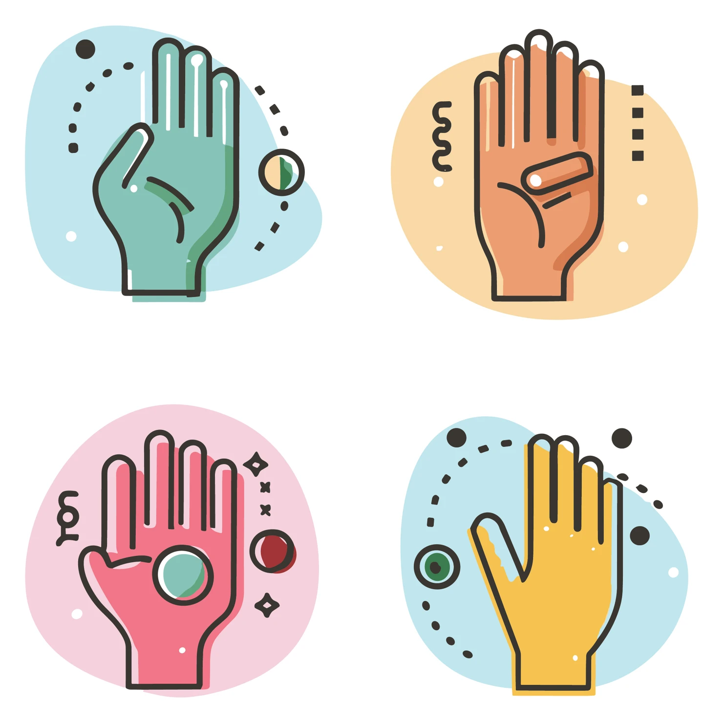 Hands customizable icon set design #35072