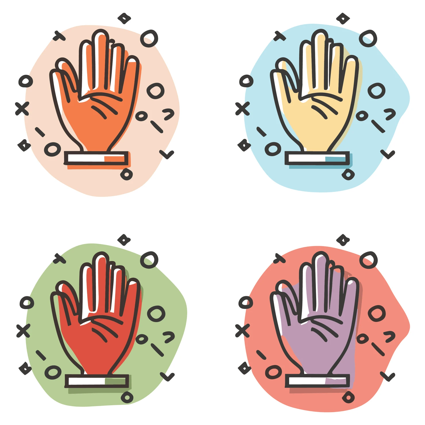 Hands customizable icon set design #35075
