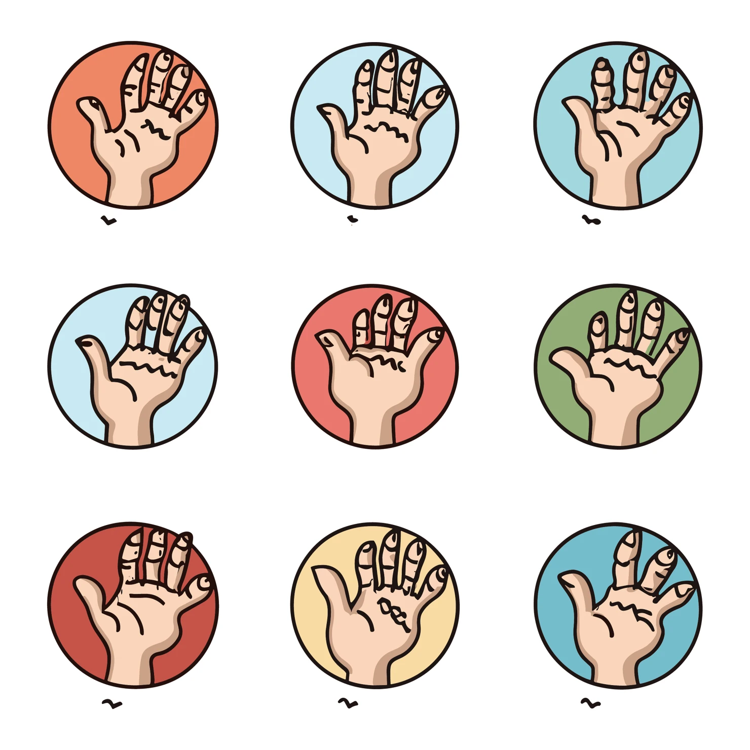 Hands customizable icon set design #35081