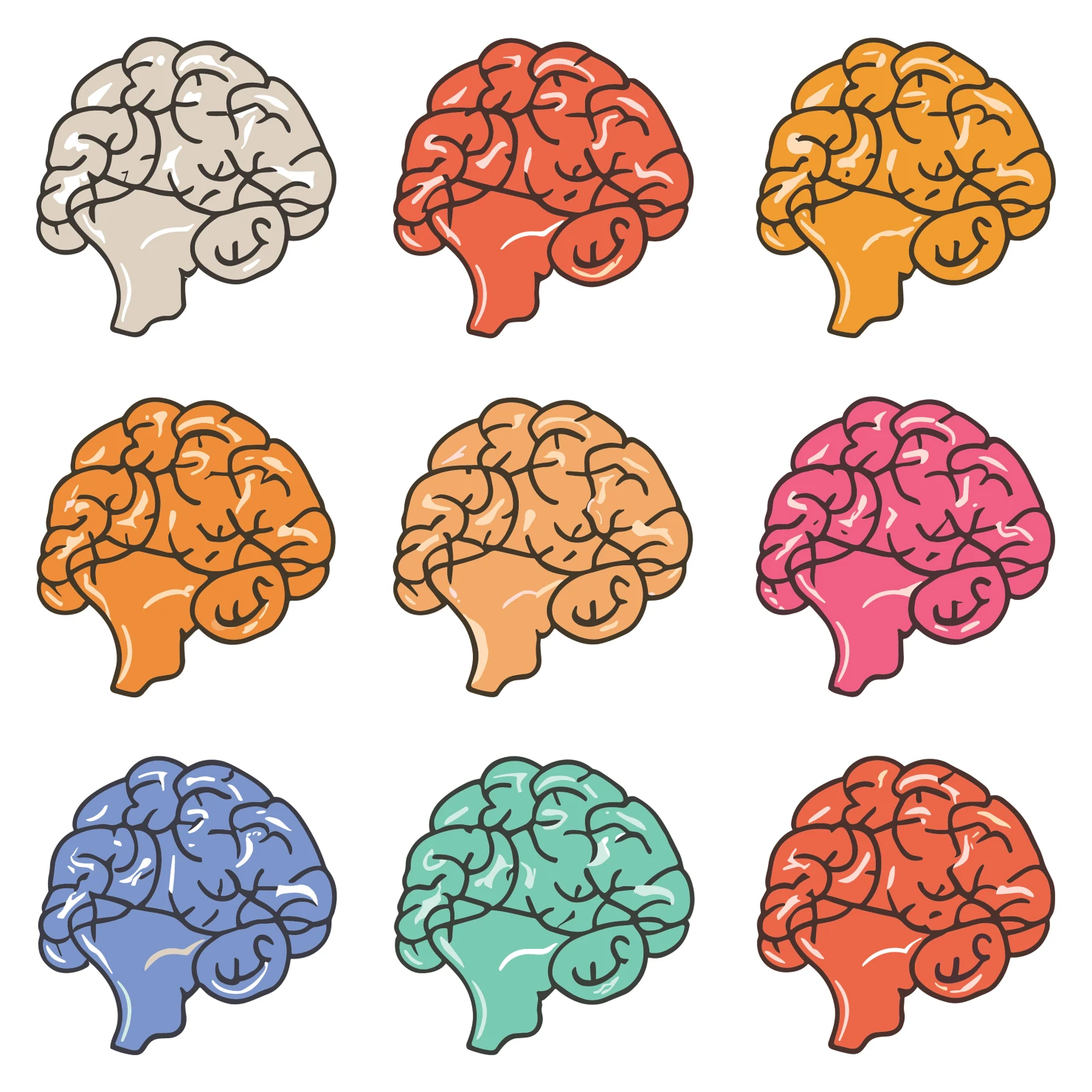 Brain customizable icon set design #35115