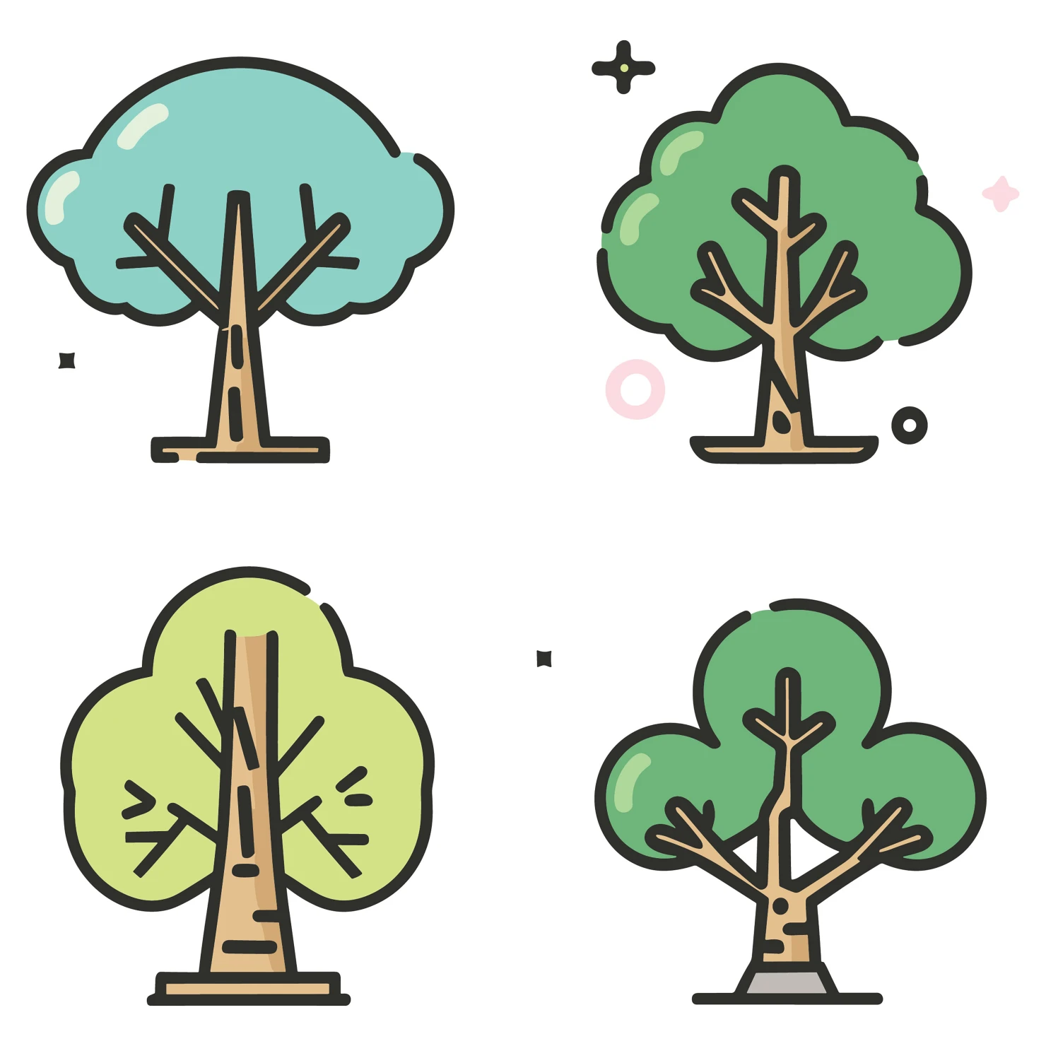 Tree customizable icon set design #35166