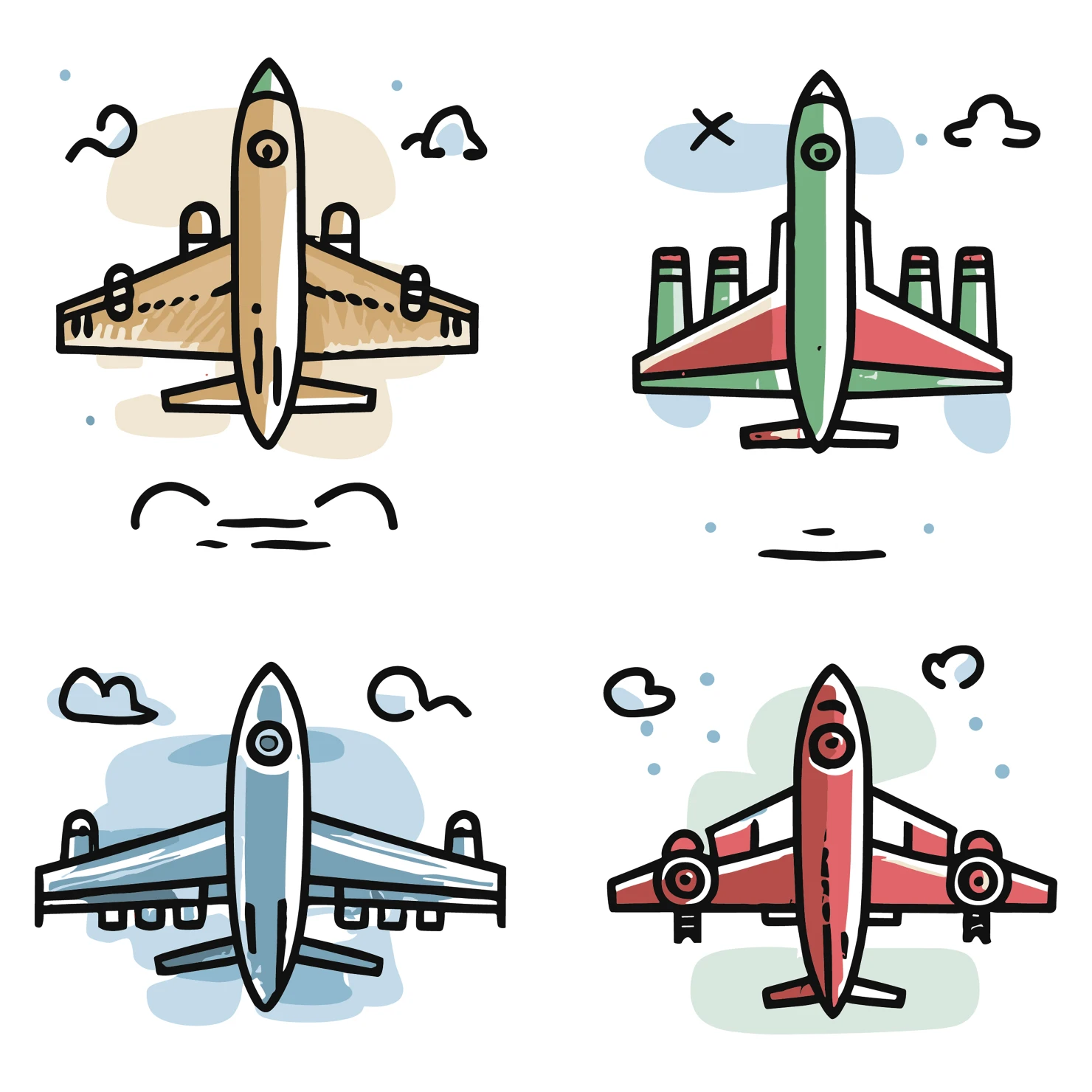 Airplane customizable icon set design #35198