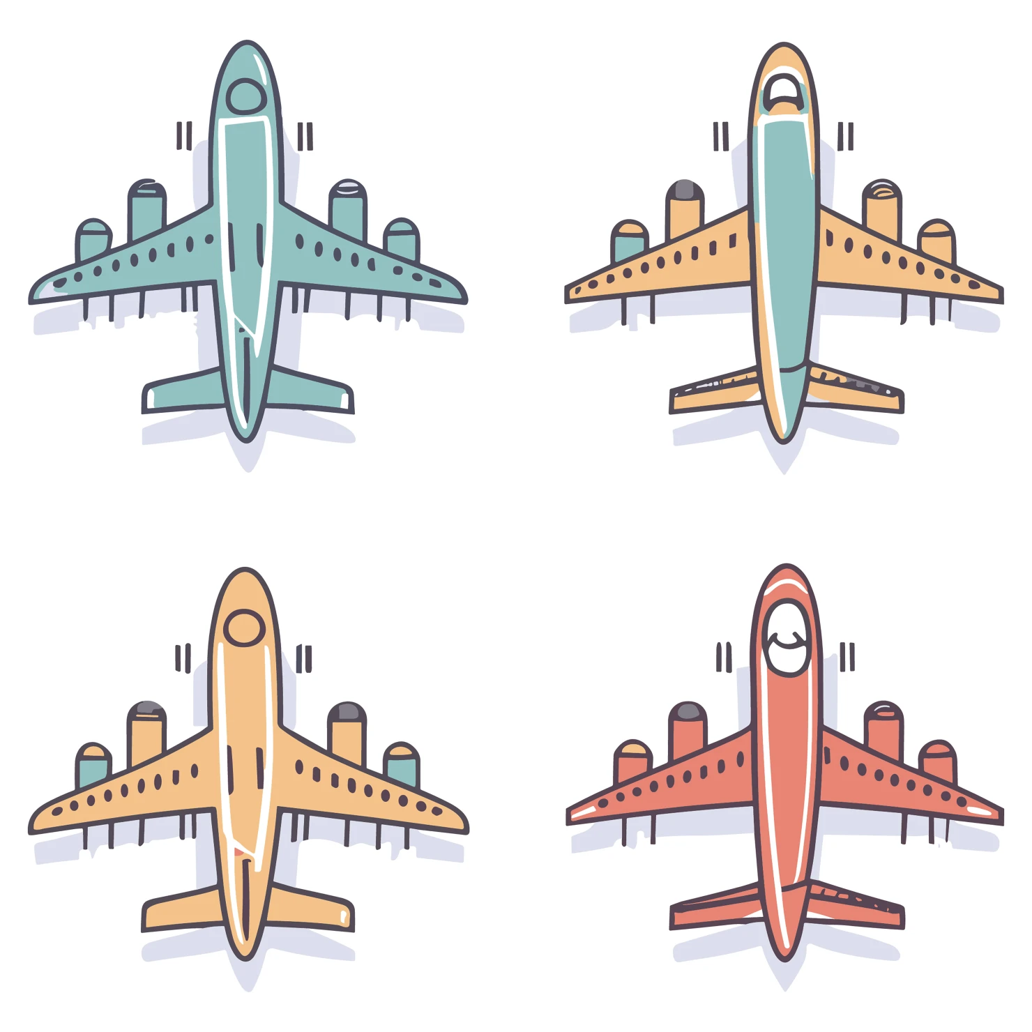 Airplane customizable icon set design #35201