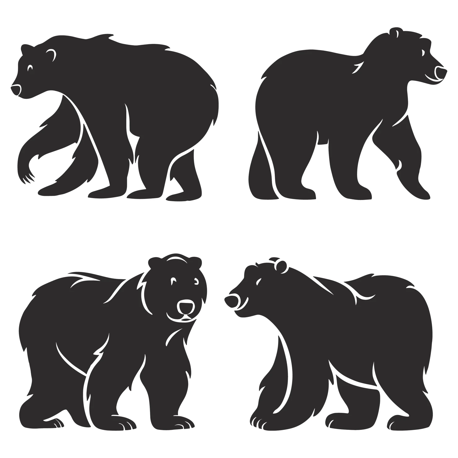 Bear customizable silhouettes set design #35223