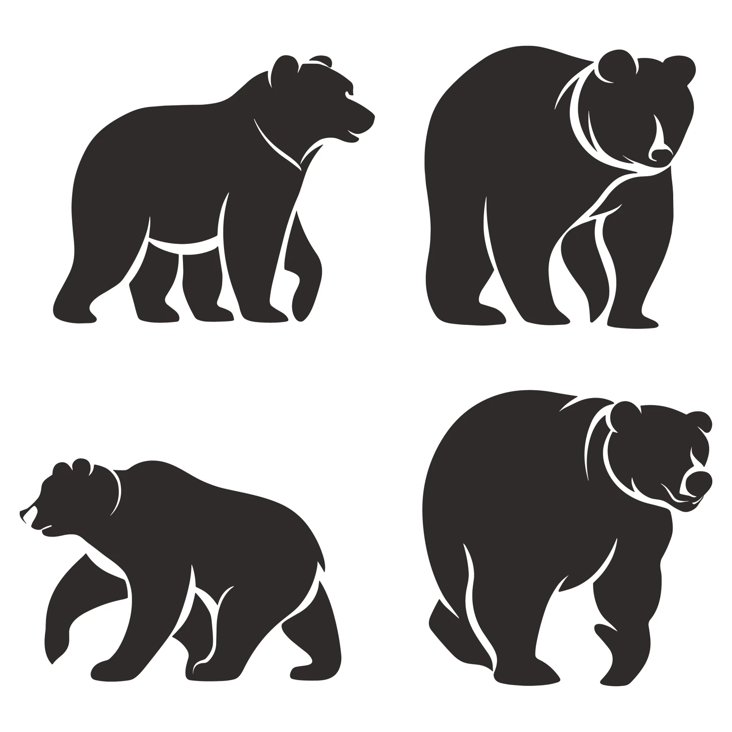 Bear customizable silhouettes set design #35226