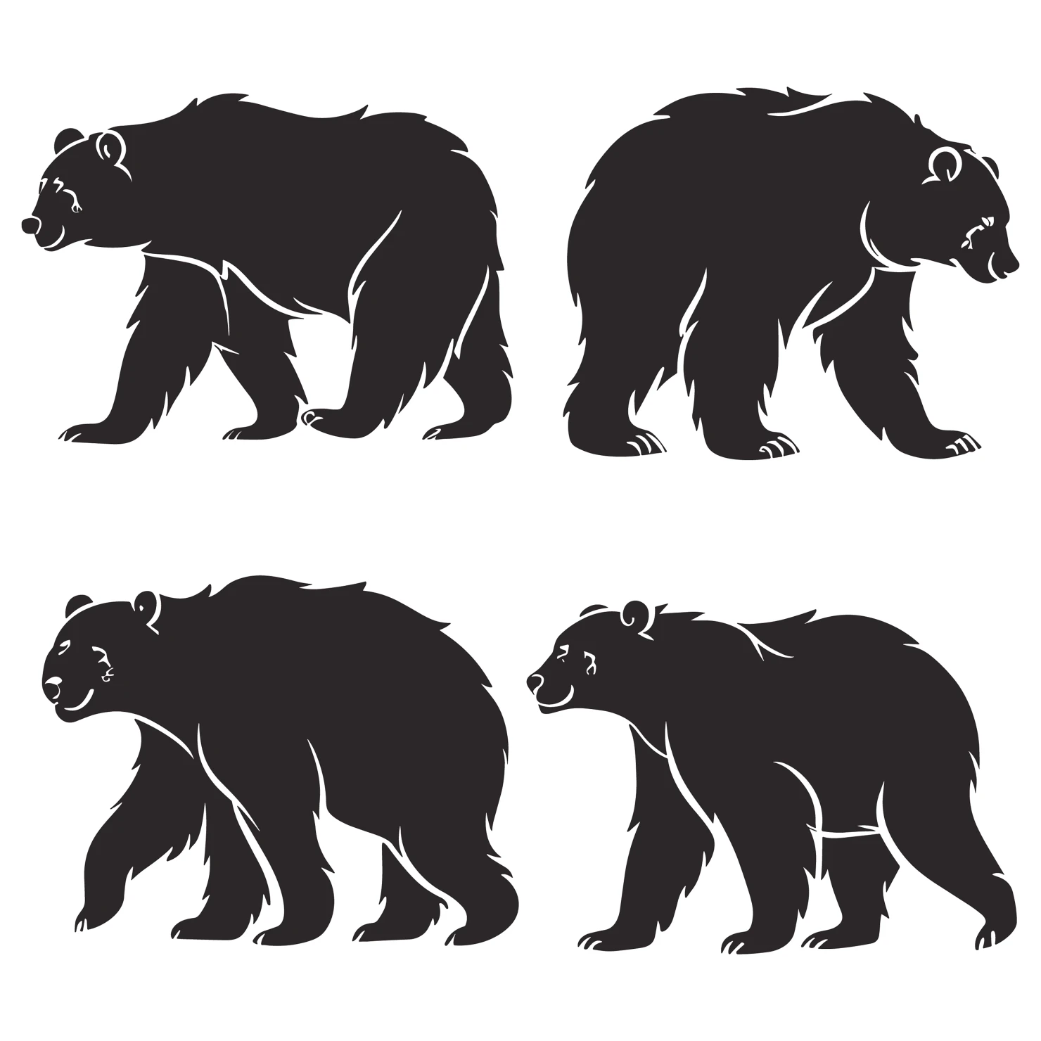 Bear customizable silhouettes set design #35227