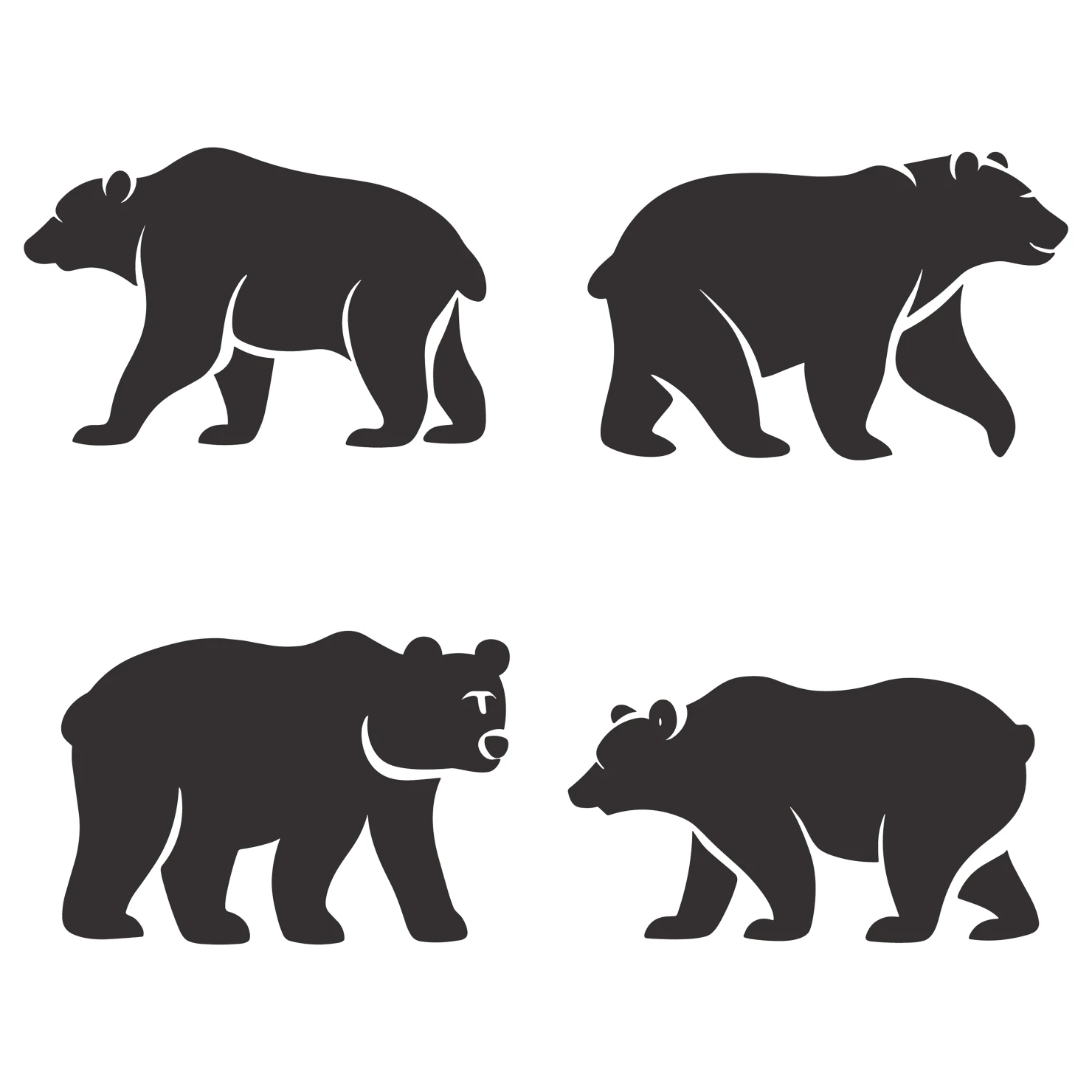 Bear customizable silhouettes set design #35229