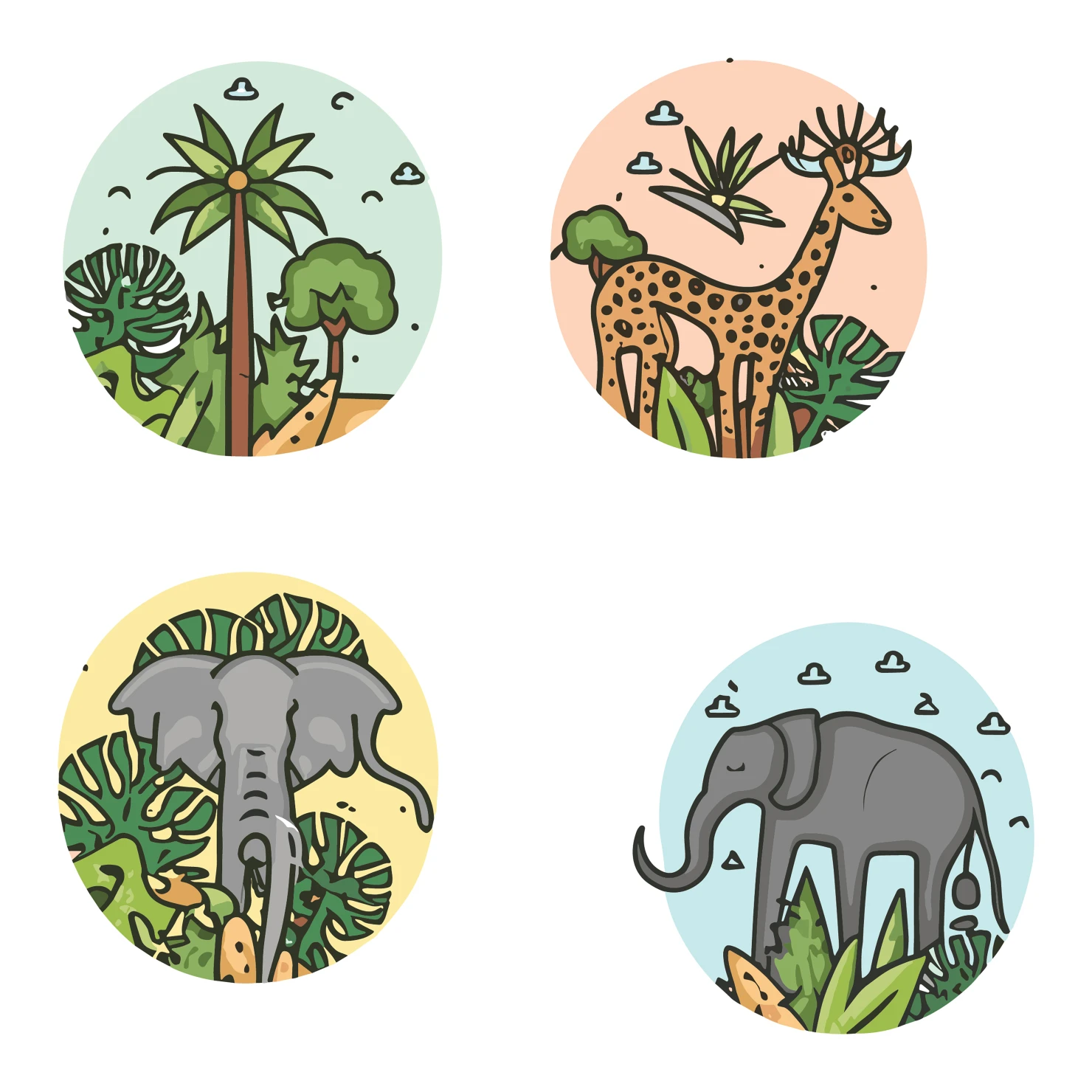 Animals customizable clip art set design #35274